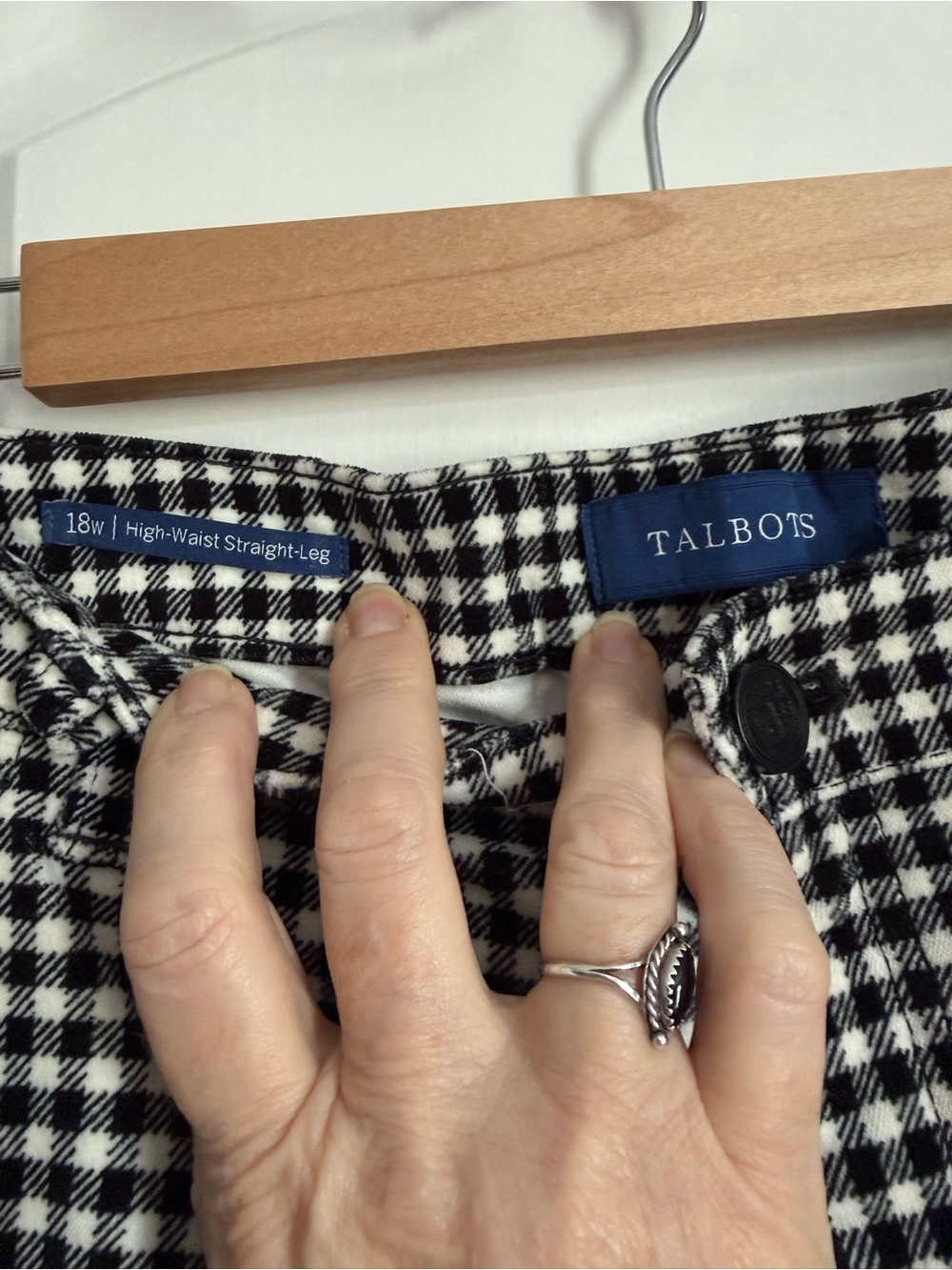 Talbots Black and White Gingham Straight Leg Pants - Picture 2 of 9
